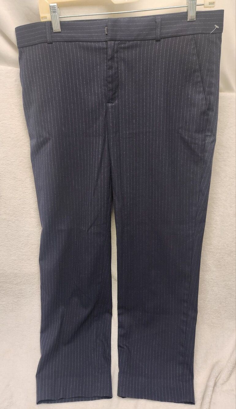 Banana Republic Avery Navy Pink Stripe Dress Pants Cropped Trousers Women 10